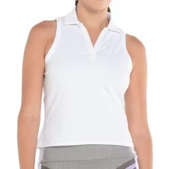 K-Swiss K Swiss Sleeveless Rib Polo 7 K-Swiss K Swiss Sleeveless Rib Polo -Tennis Sale Store KWT06 110