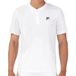 Fila White Line Short Sleeve Henley 7 Fila White Line Short Sleeve Henley -Tennis Sale Store TM31D099 100